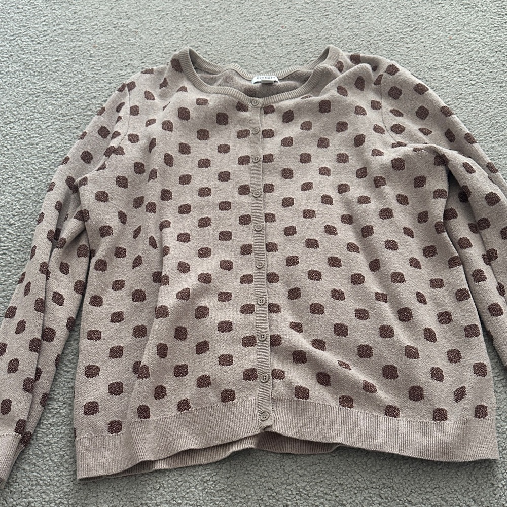 Old Navy Tan and Brown Polka Dot Cardigan